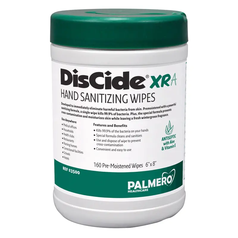 Discide Xra Alcohol-Based Sanitizing Wipes 1